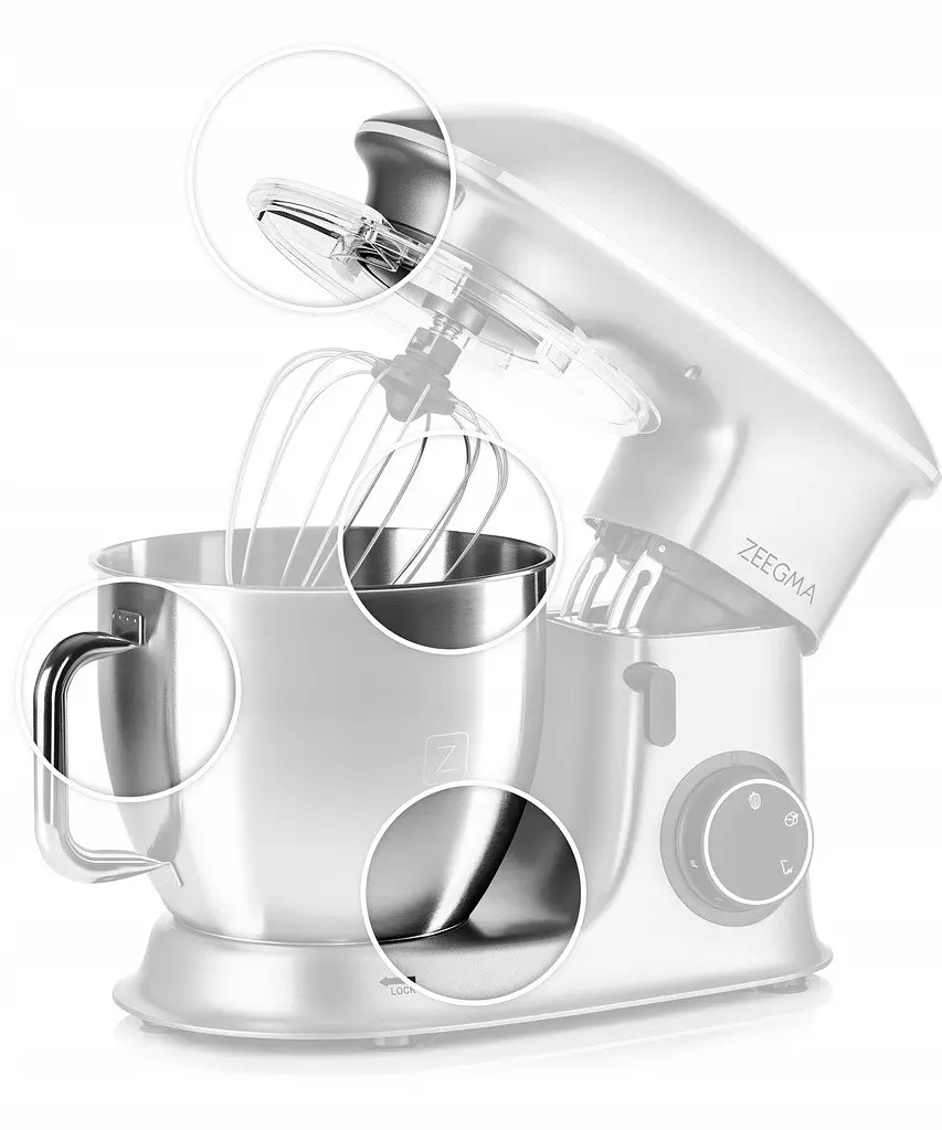 Тестомес миксер планетарный Zeegma PLANEET CHEF GREY 2200 Вт - фото 7