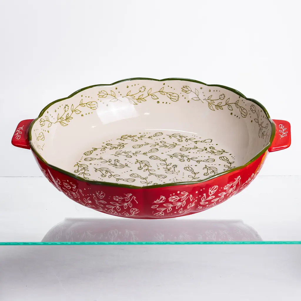 Форма для запекания Vintage Ø30 (см) круглая форма для выпекания в духовке с ручками Красный Yiwu HM04-08 - фото 2