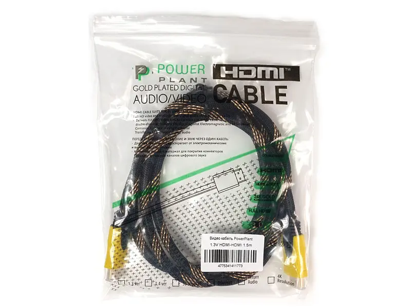 Кабель PowerPlant HDMI-HDMI v1.3, 1.5м (KD00AS1177) - фото 2