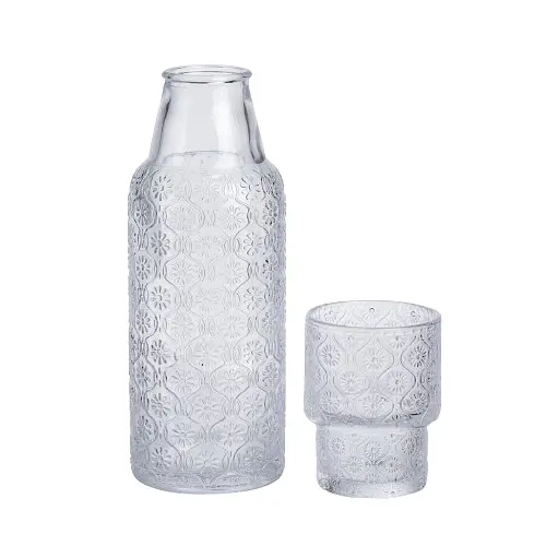 Кувшин 700 мл со стаканом 1 (шт) графин для компота сока воды лимонада кувшин для напитков Прозрачный Yiwu HP-19-L2 - фото 3