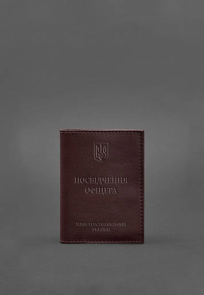 Шкіряна обкладинка для посвідчення офіцера 9.0 бордова - фото 3