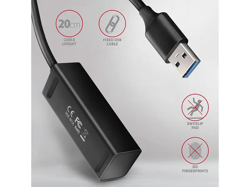 Мультипортовий адаптер AXAGON SuperSpeed Mini USB-A Black (HUE-M1AL) - фото 3