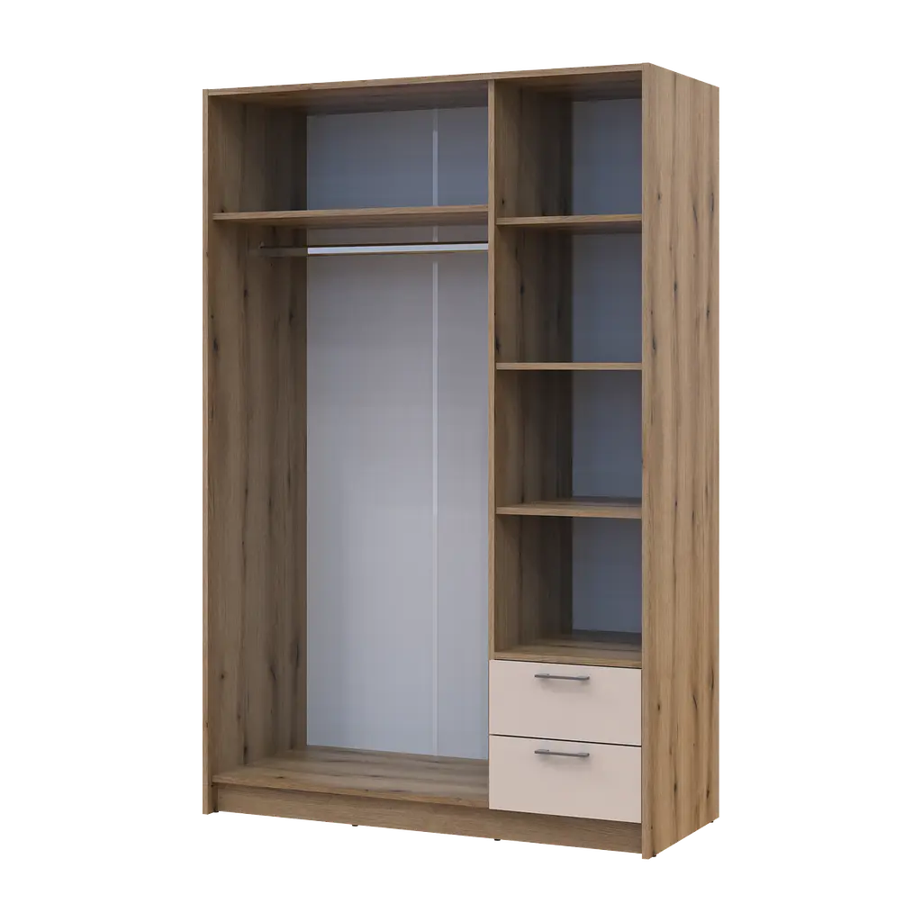 Шафа для одягу Doros Ронді з дзеркалом Дуб Артизан/Кашемір 3ДСП 121х52х195 (М) - фото 3