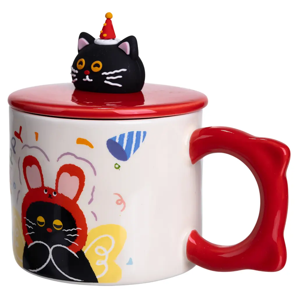 Чашка фарфоровая Kitten's Birthday 400 мл красный FM-24D - фото 4