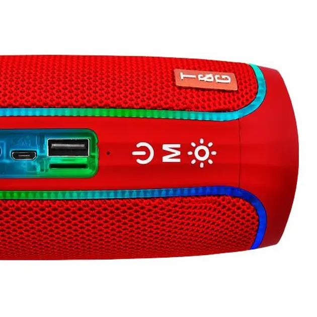 Портативна акумуляторна колонка 10W Bluetooth BT/USB/TF/FM з ремінцем та світломузикою 16см TG 288 червона - фото 3