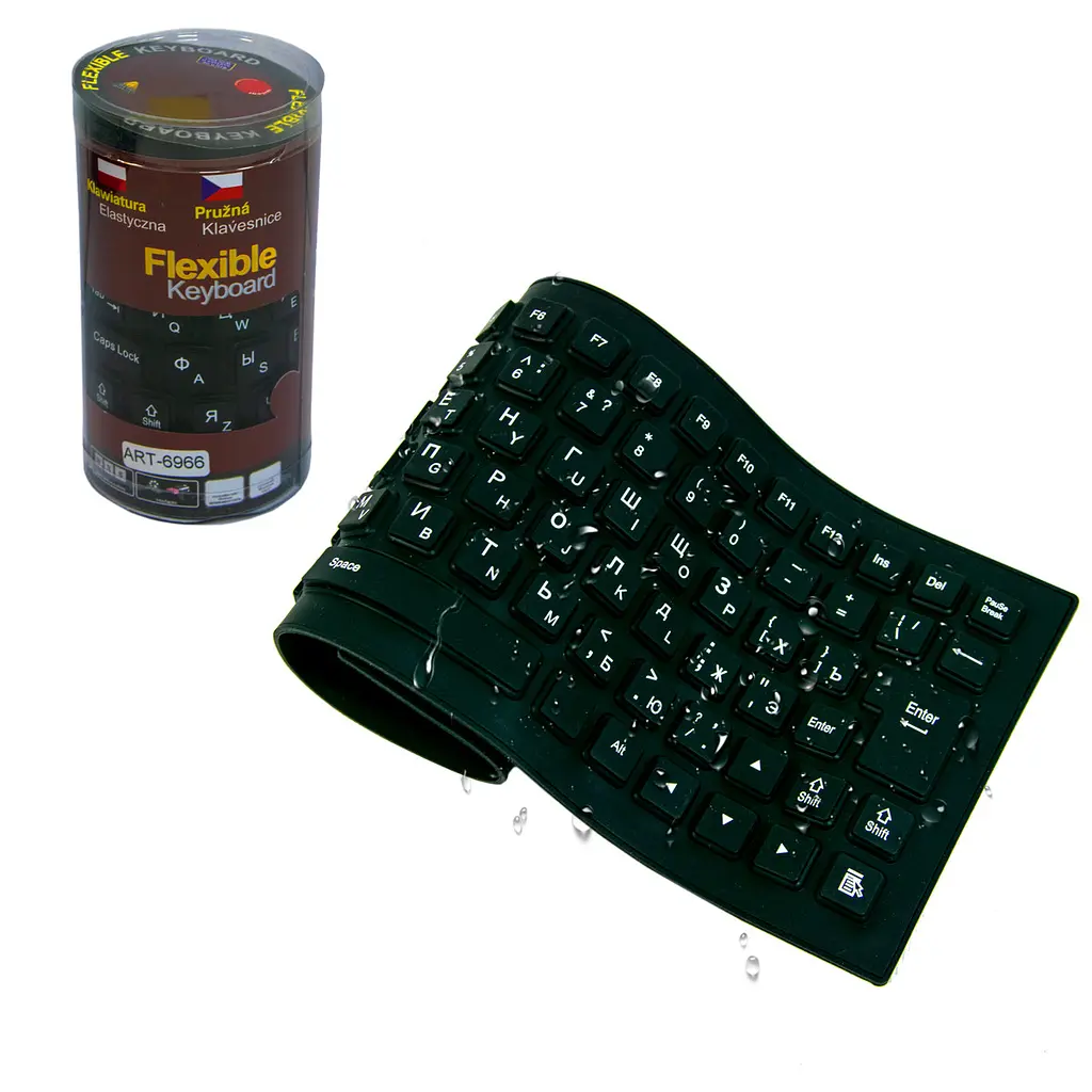 Безшумна комп'ютерна клавіатура Flexible Keyboard, гумова клавіатура для пк | клавіатура до компа (ST) - фото 2