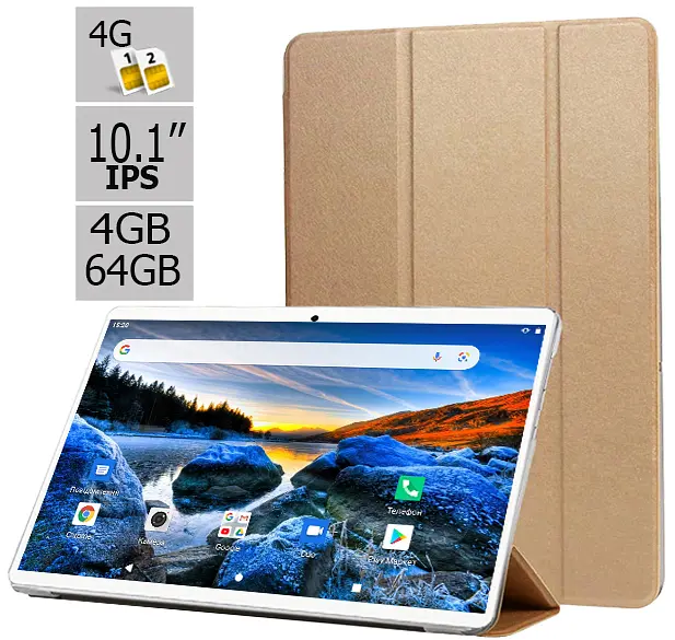 Планшет та чохол-книжка Hoozo S 464 LTE 4GB/64GB IPS 10.1" Gold (1364) - фото 2