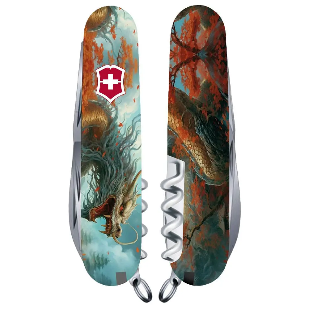 Ніж Victorinox Huntsman Zodiac 91мм 15функ Бойовий дракон