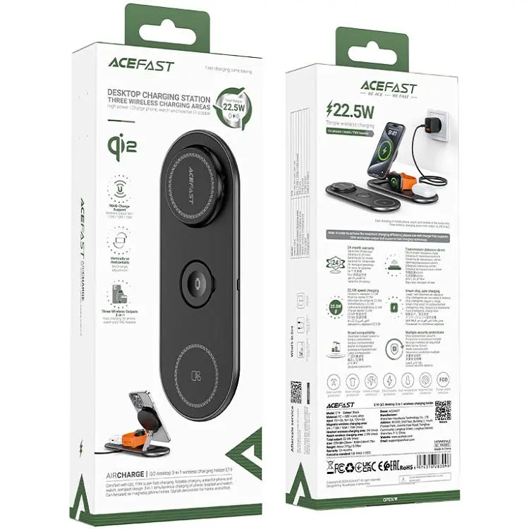 Зарядное устройство Acefast Wireless QI 3in1 15W E19 Qi2 (6974316283096) - фото 3
