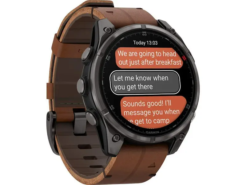 Смарт-годинник Garmin Fenix 8 Pro 47 mm AMOLED Carbon Gray DLC Titanium with Chestnut Leather Band (010-03198-40) - фото 3