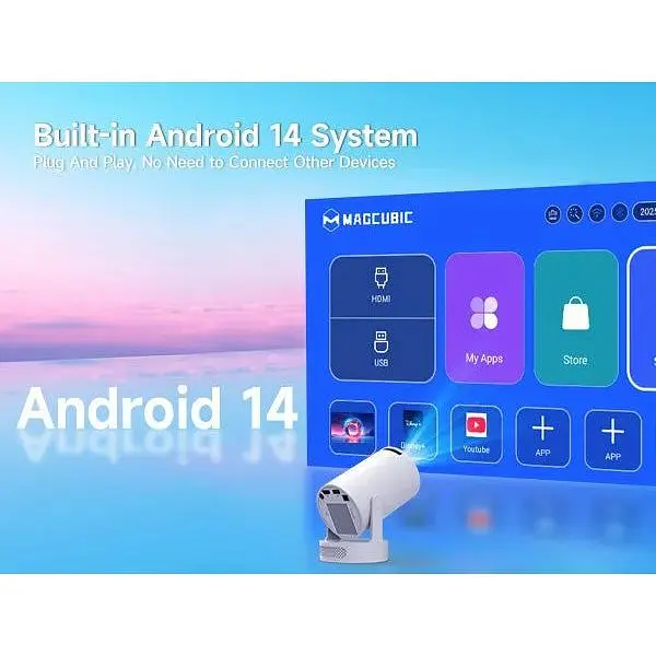 Смарт проектор с автофокусом Magcubic HY300 Pro+ Plus Android 14, chip H726, 8K24fps, 1GB/8GB Wi-Fi 2.4G/5G Обновленная версия Кинотеатр White (19030) - фото 3