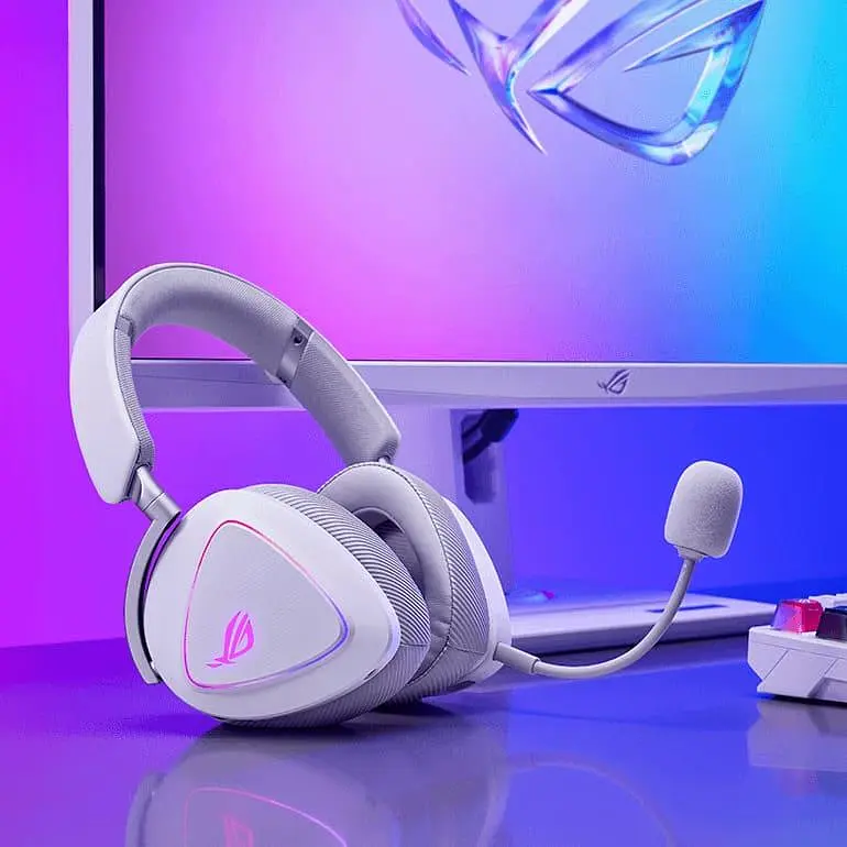 Ігрова гарнітура ASUS ROG Delta II BT/WL RGB Moonlight White (90YH03W0-BHUA10) - фото 5