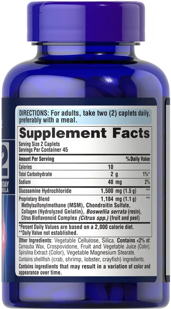 Препарат для суглобів і зв'язок Puritan's Pride Chondroitin Glucosamine MSM 2 Per Day Formula, 90 каплет - фото 2