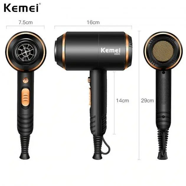 Фен для сушіння та укладання волосся Kemei KM 8896 з дифузором - фото 2