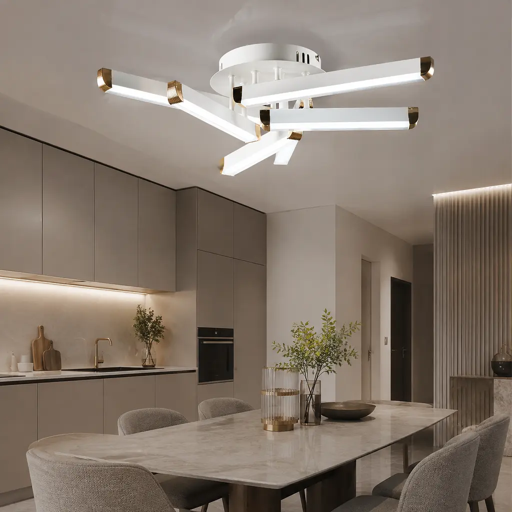 Світлодіодна люстра Splendid Ray L1647/6 LED (WT+GD), білий, золото, 66 Вт, від 6-15 м²