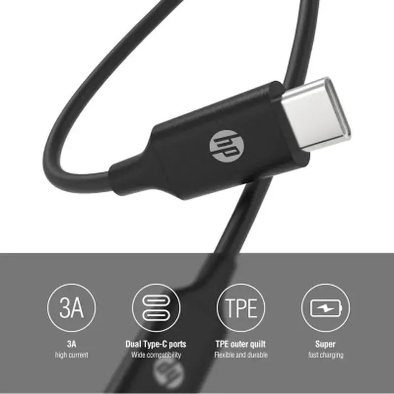 Дата кабель USB-C to USB-C 1.0m USB 3.1 PD 3A 60W HP (HP_DHC-TC107-1M) - фото 4