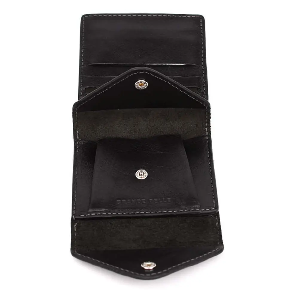Мужское кожаное портмоне черное GRANDE PELLE 11.5х9х1.5 см acs0032098 - фото 6