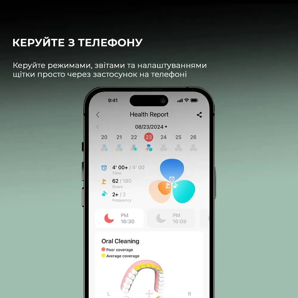 Розумна зубна електрощітка Oclean X Ultra 20 Set Electric Toothbrush Green (6970810557091) - фото 6