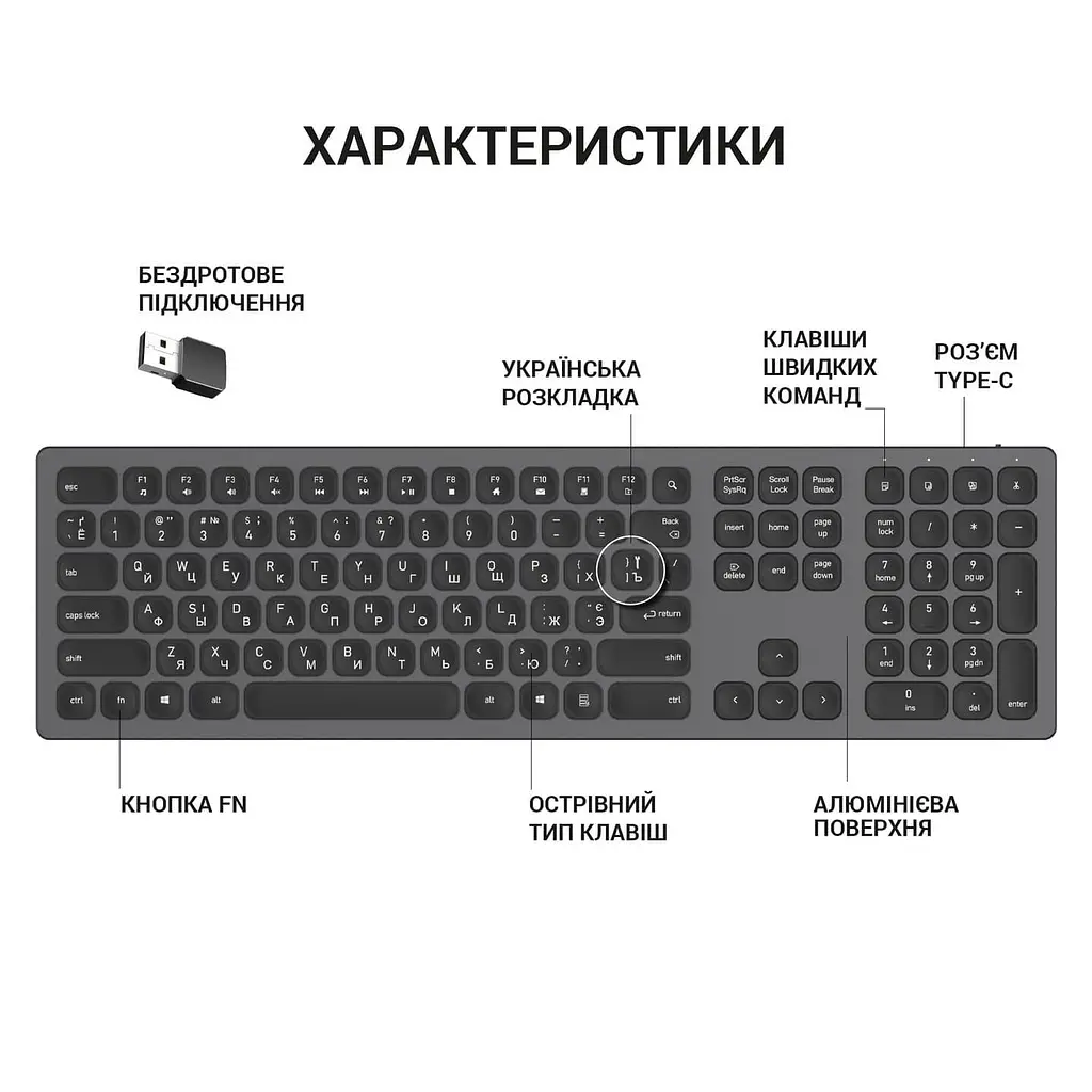 Клавіатура OfficePro SK1550 Wireless Black (SK1550B) - фото 11