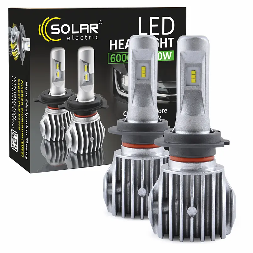 Автолампа Solar LED H7 12/24V 6500K 6000Lm 40W Cree Chip (8607)