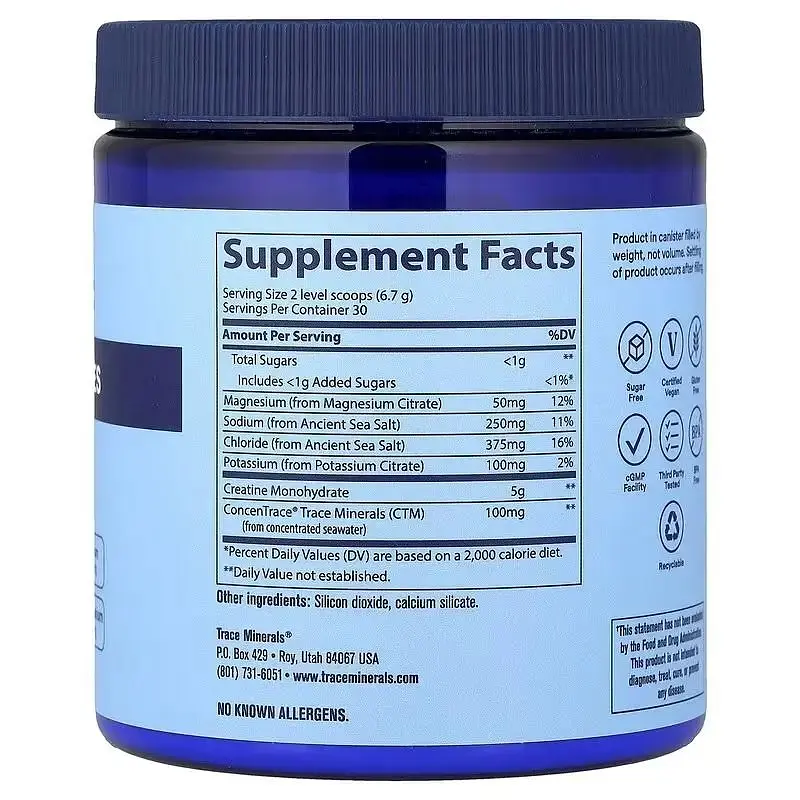 Креатин з електролітами Trace Hydro Pak Creatine+Electrolytes без смаку 201 г - фото 2