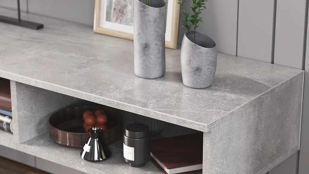 Тумба под ТВ Невада Ferrum-decor 45x100x38 Черный металл ДСП Бетон 16 мм (FRD-106719) - фото 2