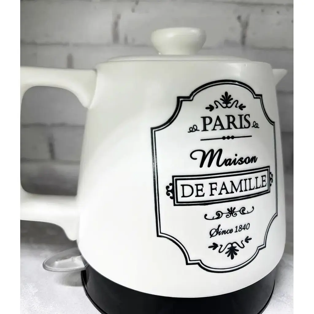 Електрочайник керамічний Maestro MR-072 Paris Maison De Famille 1л 1000 Вт Чорний/Білий - фото 3