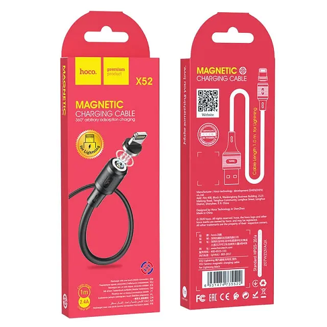 Кабель Hoco X52 Pisces Cable USB to Lightning 2,4A 1m Black - фото 2