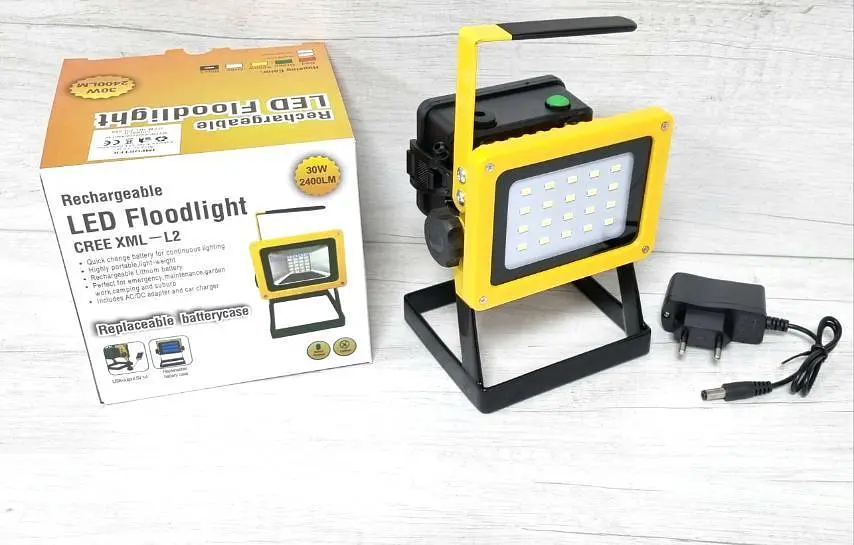 Фонарь аккумуляторный прожектор Power Line PR-580 LED 30 Вт, до 8 часов работы, IP65 1 шт. черный (PR-580 LED) - фото 2