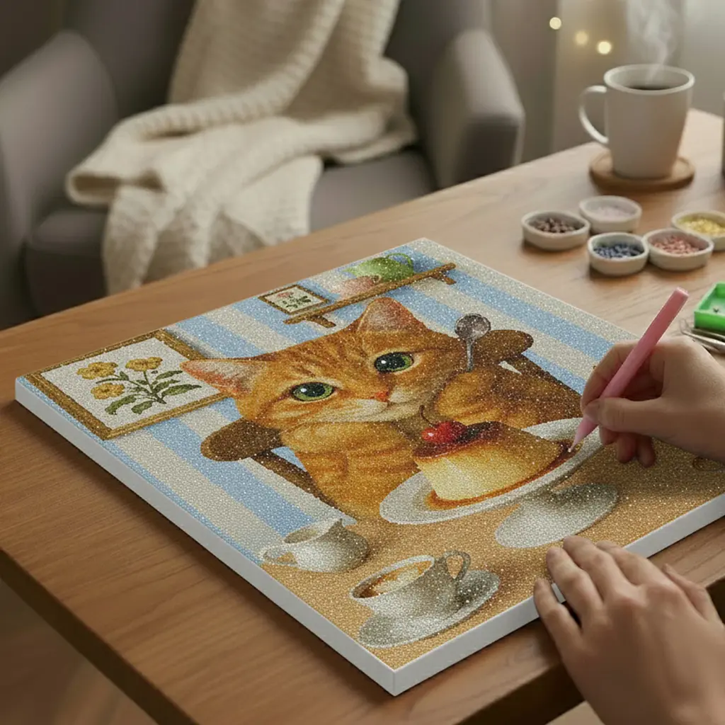 Алмазна мозаїка «Котяче частування» - фото 6
