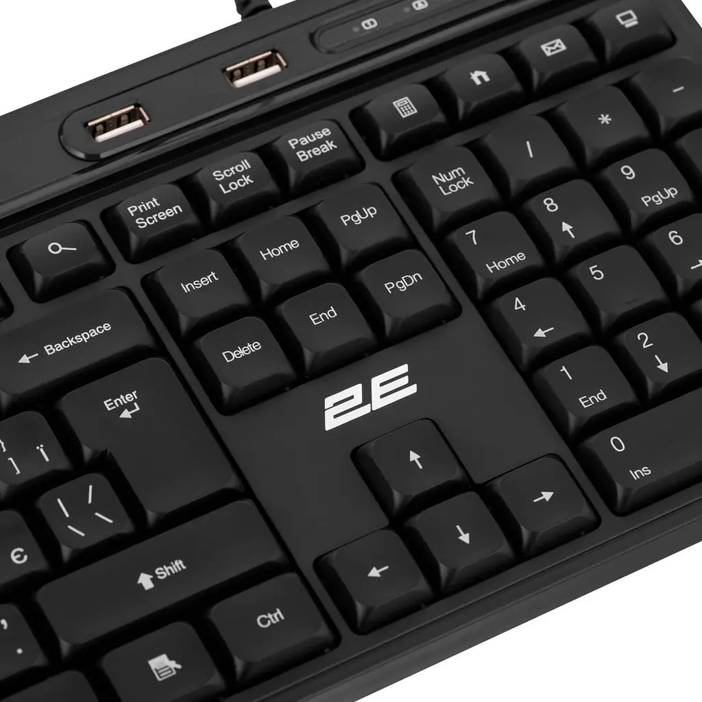 Клавіатура 2E KS1100 104key 2xUSB HUB EN/UK Black (2E-KS1100UB_UA) - фото 4