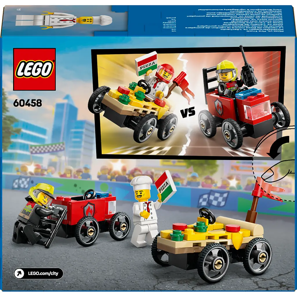 Конструктор LEGO City «Піца-авто проти пожежної машини» Набір перегонів, 70 деталей (60458) - фото 2