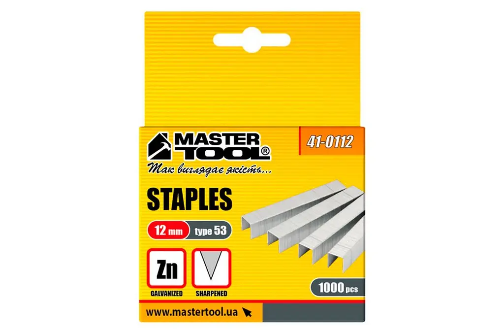 Скоби для будівельного механічного степлера MasterTool Титул 12 x 0.7 x 11.3 мм в упаковці 1000 шт. - фото 2