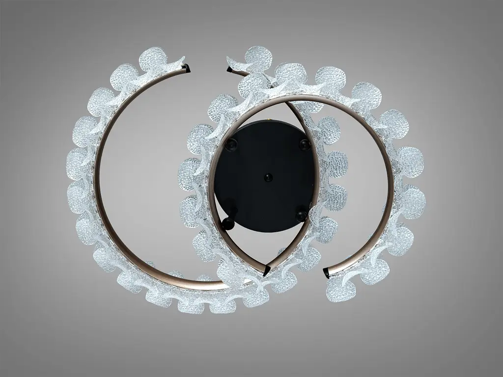 Сучасна стельова LED люстра для спальні Diasha 2511/500+400CG золото 80W з пультом 14 м2 - фото 4