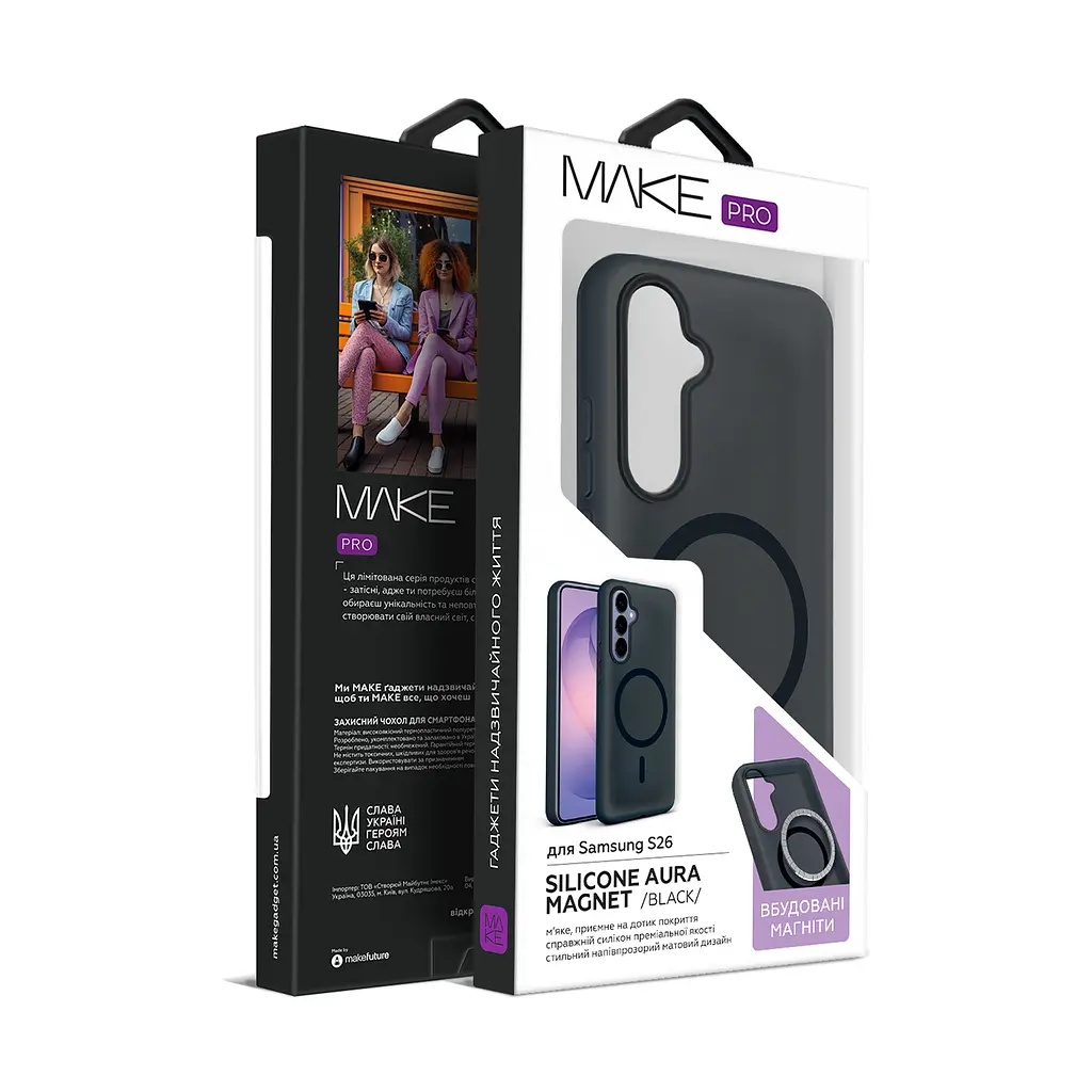 Чохол MAKE Samsung S26 Silicone Aura Magnet Black - фото 5