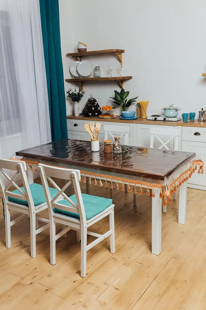 Скатерть силиконовая с персиковой бахромой 400х180 см - фото 6