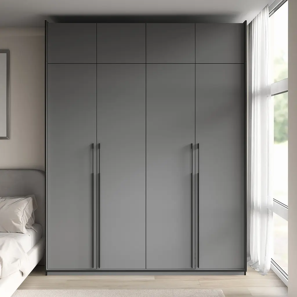 Шафа для одягу Flamecame у спальню зі штангою та поличками на 4 двері FR-20 Антрацит - фото 3