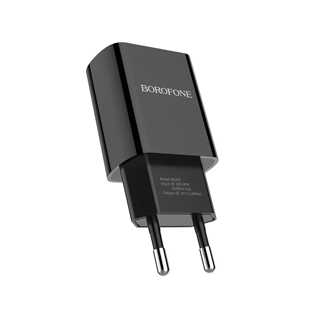Зарядний пристрій Borofone BA20A USB чорний - фото 4