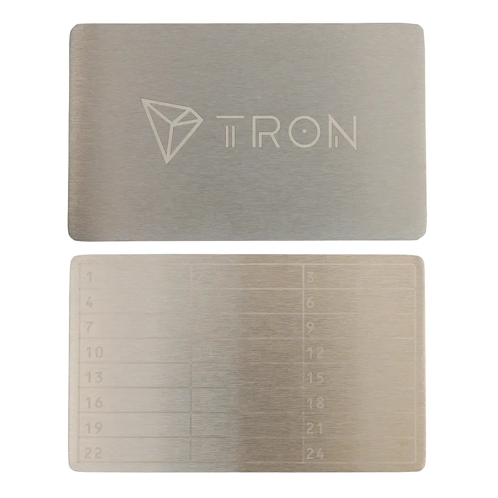 Металева пластина для зберігання сід-фрази Tron Mini Plate 55×90 мм + гравірувальна ручка (1 шт) - фото 4