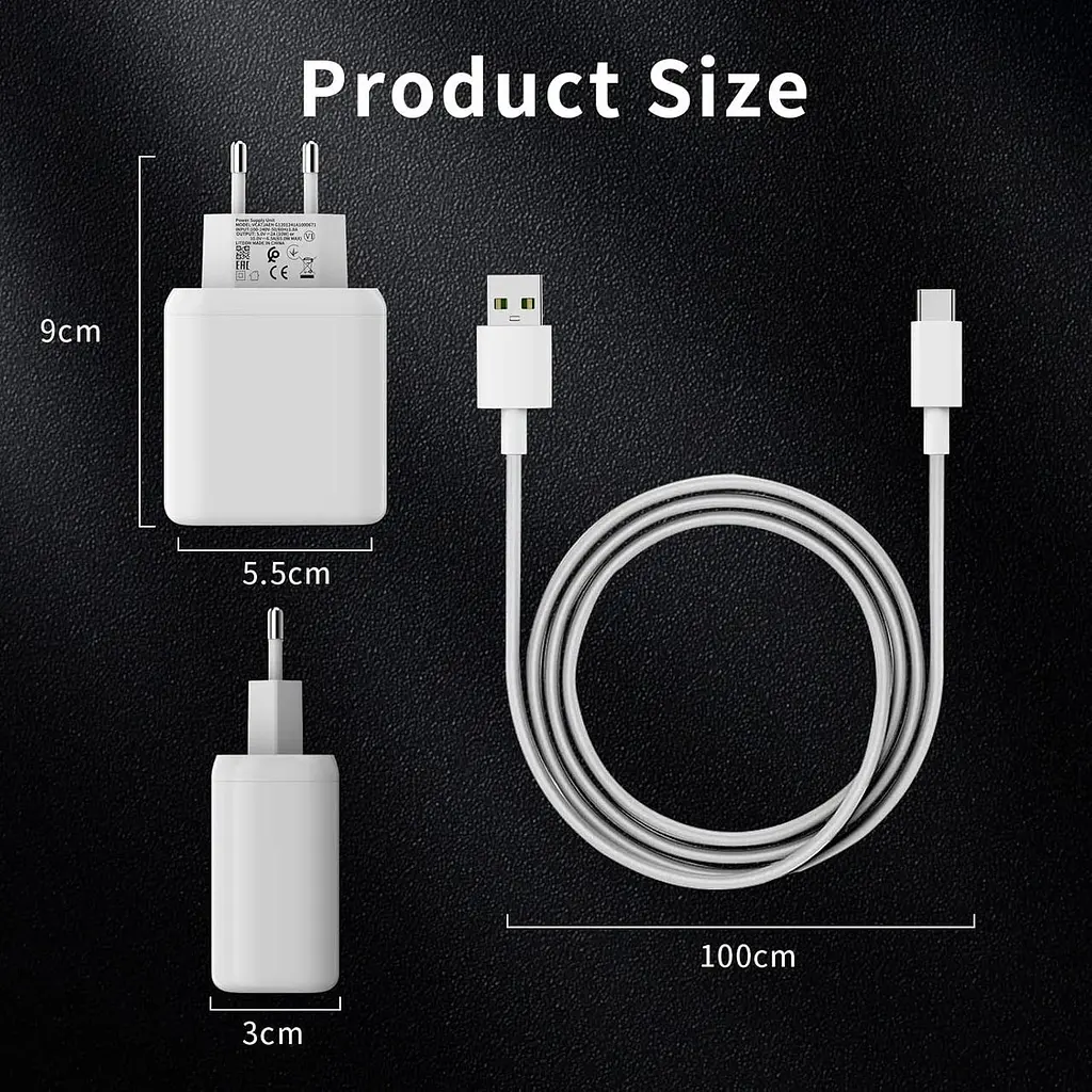 Зарядний пристрій - блок швидкої зарядки OPPO Supervooc 67W + кабель Type-A to Type-C (VCB7CACH) (EU) - фото 7