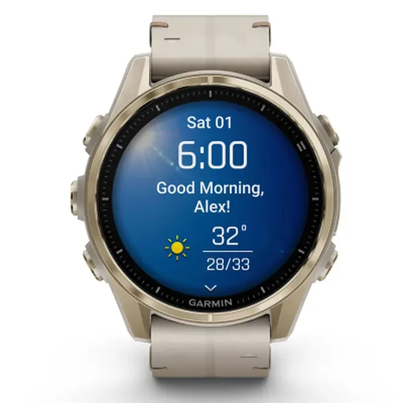 Смарт-годинник Garmin fenix 8 43mm, AMOLED, Saph, SftGldSS/FogGryLeatherBnd, Excl, GPS (010-02903-40) - фото 9
