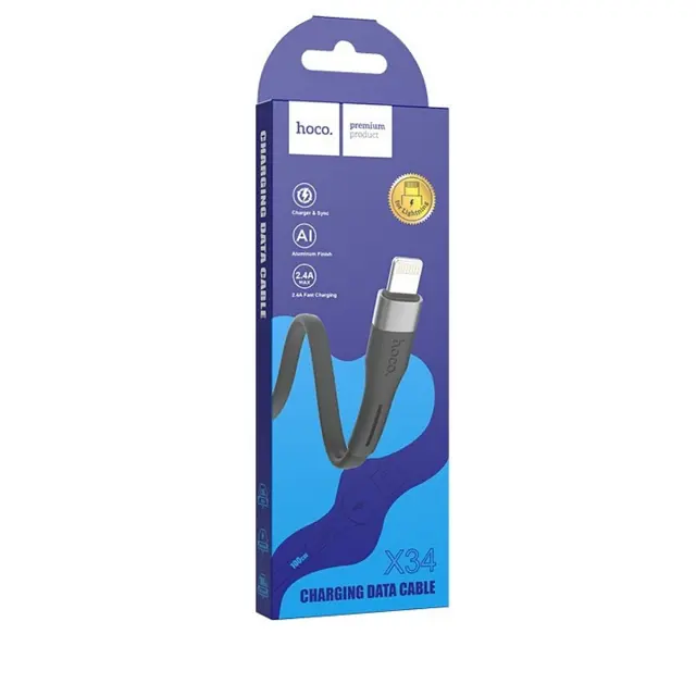 Кабель Hoco X34 Pisces Cable USB to Lightning 2,4A 1m Black - фото 2