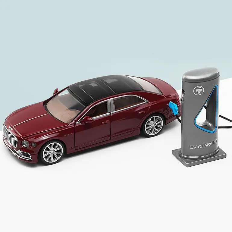 Колекційна металева модель автомобіля Автопром Bentley Flying Spur Hybrid із зарядною станцією, інерцією, світлом та звуком 1:38 - фото 4