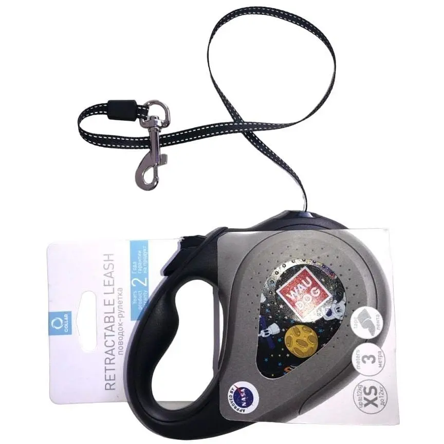 Уцінка. Повідець-рулетка для собак Waudog R-leash Nasa, світловідбиваючий, S, до 15 кг, 5 м, чорний - фото 4