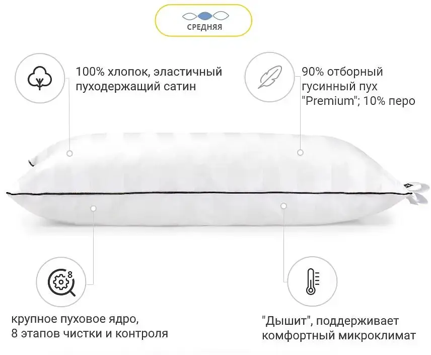 Подушка пухова MirSon Extra Premium Royal №105 50х70 см біла (2200000003508) - фото 4