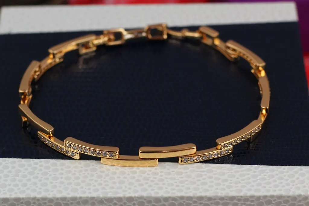 Браслет Xuping Jewelry Шахматка 19 см 6 мм золотистий - фото 3