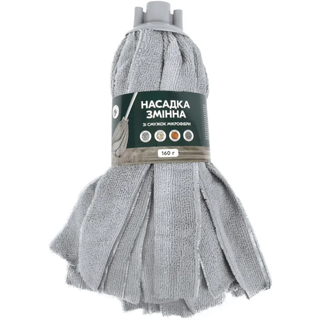 Змінна насадка для швабри Eco Fabric моп зі смужок мікрофібри 160 г сіра (EF-0160-MS) - фото 4