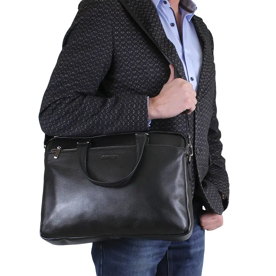 Портфель кожаный для ноутбука 13" и документов А4 DRL19286-6 черный - фото 7