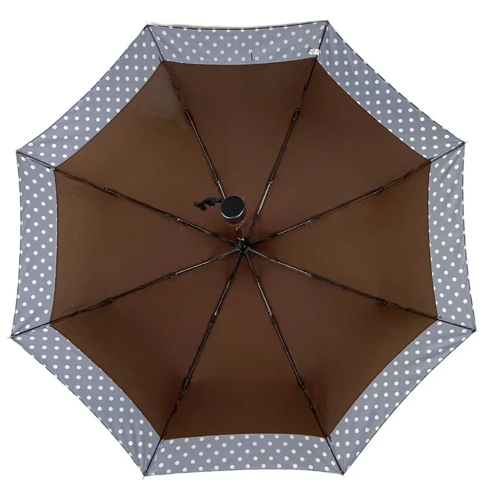 Женский складной зонтик полуавтомат S&L 98 см коричневый - фото 3