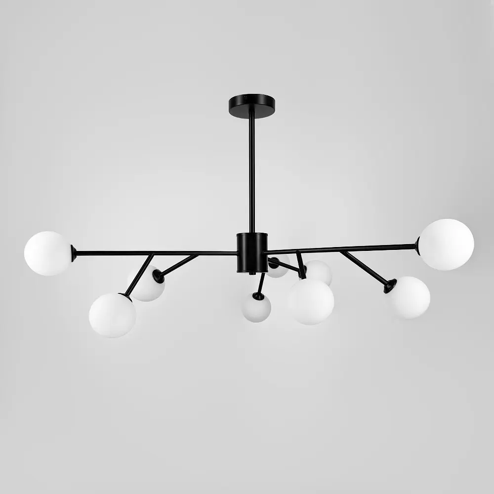 Потолочная люстра в черном корпусе на 9 белых плафонов Ø 100 см Ст. AOC 19/9 BK G9 Line F - фото 4